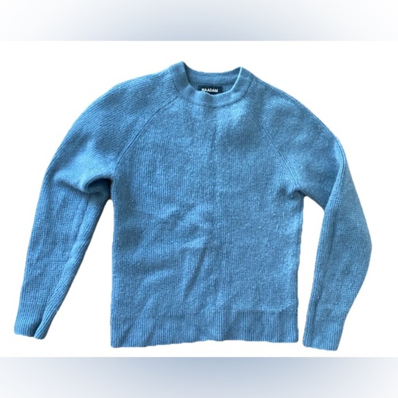 Naadam Women's Blue 100% Cashmere Ribbed Knit Long Sleeve Sweater Top Size S - Picture 2 of 5